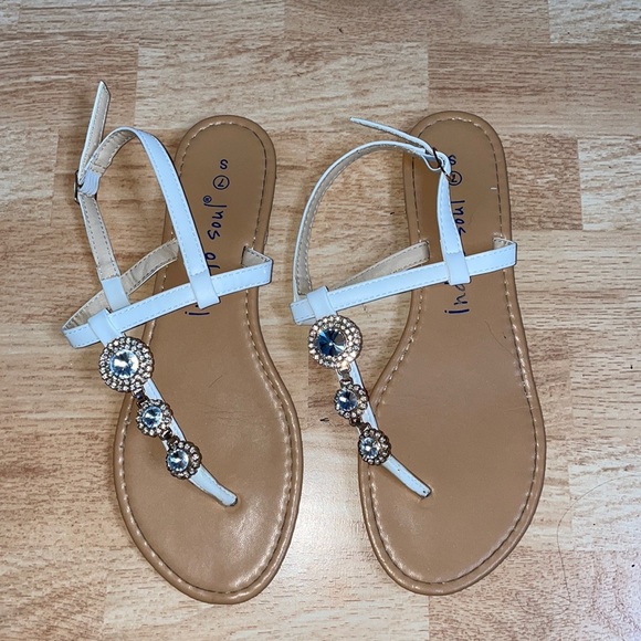 White Rhinestone Sandals - Picture 1 of 3